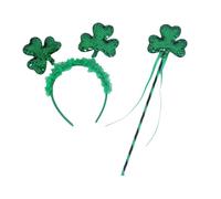 CHAKAE Diadema brillante de trébol para fotos, divertida diadema de encaje para fiesta, karaoke, fiesta, aro de pelo verde duende