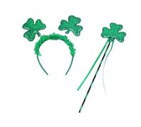 CHAKAE Diadema brillante de trébol para fotos, divertida diadema de encaje para fiesta, karaoke, fiesta, aro de pelo verde duende