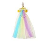 CHAKAE Diadema de tul arcoíris, accesorios para fotos, diadema divertida para fiestas, karaoke, fiesta, aro para el pelo, cuerno de Halloween para Halloween, escenario, diadema mágica