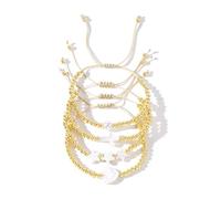 CHAKAE Elegador Accesorio De Joyas De Joyas Con Cuentas Oro Para Mujeres Con Hojas Estrellas Del Corazón Y Conjunto Cuerda Ajustable