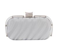 CHAKAE Elegante bolso de fiesta para mujer con correa de cadena para un elegante patrón de ondulaciones de piel sintética, bolso de mano elegante para mujer, Silver, One Size