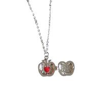 CHAKAE Elegante collar con colgante de manzana que se puede abrir con compartimento oculto para recuerdos, joyas, piezas de declaración, collar de aleación