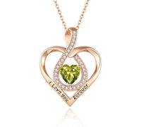 CHAKAE Elegante collar de corazón colorido con colgante de piedra de nacimiento, cadena de clavícula de longitud ajustable, para entusiastas de la moda, collar de mujer de moda