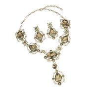 CHAKAE Elegante Collar De Piedras Preciosas Y Pendientes De Conjunto Joyas Brillantes Para Ocasiones Formales Con Diseños Vintage Aretes Brillantes