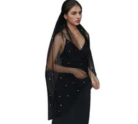 CHAKAE Elegante Velo Nupcial Negro Con Adornos Rhinestones Socios Únicos Para Bodas Y Fotografía De Ocasiones Especiales Velo