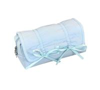 CHAKAE Estuche para lápices con lazo de 19 x 8 x 7 cm, con compartimento grande, estuche para lápices, bolsa de almacenamiento de maquillaje de viaje, para escuela, oficina, a la moda, Blue