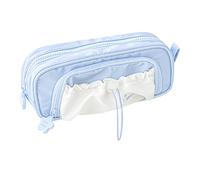 CHAKAE Estuche para lápices de gran capacidad, bolsa de almacenamiento con cremallera, bolsa de cosméticos de viaje, organizador portátil, portalápices, Blue