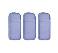CHAKAE Estuche transparente de doble capa, organizador de bolígrafos, bolsa de maquillaje de viaje, bolsa de brochas de maquillaje para oficina, escuela, bolsa estética, 3 unidades, Blue