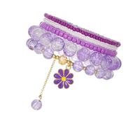 CHAKAE Juego de pulseras elásticas con colgante de flor de varias capas, pulseras elásticas, accesorios para uso diario y de fiesta, conjunto versátil, talla única, como se describe