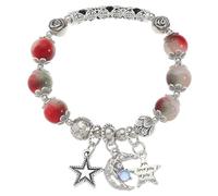 CHAKAE Llamativa pulsera elástica ajustable con colgante de estrella y luna, cadena de mano de cuentas de cristal para Trendsetters, accesorios de pulsera, talla única, como se describe