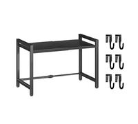 CHAKAE Organizador de estante de cocina expandible para microondas con ganchos, soporte resistente de acero al carbono para ollas y sartenes, gran capacidad