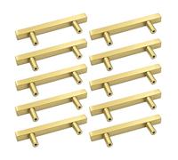 CHAKAE Paquete de 10 tiradores dorados de latón cepillado para cajones, diseño de barra cuadrada, mango decorativo para muebles de cocina y aparador, manijas del fabricante