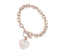 CHAKAE Pet Memorials Jewelry - Pulseras de urna de corazón de acero inoxidable con estampado de patas con texto en inglés "Language of Loves Ashes"