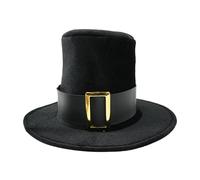 CHAKAE Sombrero clásico negro con banda de cinta para fiestas temáticas, accesorios de disfraces, accesorios para el escenario, sombrero fedoras para actuaciones de teatro