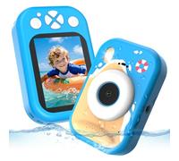 CHAKEYAKE Camara Acuatica Infantil, IP67 1080P Cámara subacuática con Zoom 10X, Pantalla de 2.4”, Tarjeta 32GB, Juguete para Piscina y Playa, Regalo para Niños y Niñas de 3-12 Años, Azul