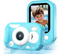 CHAKEYAKE Cámara Fotos Infantil, IP67 10M/33FT Cámara Digital Infantil Impermeable 1080P con Pantalla HD de 2,4", Zoom Digital 10x, Tarjeta SD, Regalo para Niños y Niñas de 3-12, Azul
