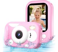 CHAKEYAKE Cámara Fotos Infantil, IP67 Impermeable 10M/33FT Cámara Digital 1080P con Pantalla 2,4" HD, Zoom 10x, Juguete para Esnórquel, Playa y Piscina, Regalo para Niños y Niñas de 3-12 Años
