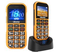 CHAKEYAKE Telefono Movil para Mayores Libre, gsm Fácil de Usar Teléfono Móvil Basico Mayores de Teclas Grandes, Batería de Larga Duración de 1800 mAh, USB C, Botón SOS, Base del Cargador (Naranja)