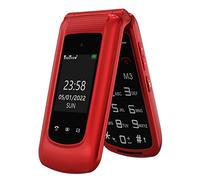 CHAKEYAKE Teléfono móvil para personas mayores, sin contrato, plegable con botones Groüe, teléfono GSM con teclas GSM, teléfono para personas mayores con pantalla doble de 2,4 pulgadas, botón de