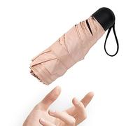 Chakipee Mini Regenschirm Klein Taschenschirm Mit 6 Rippen kompakt Faltbar Leicht Im Freien UV Schutz Regenschirme Schirm für Sonne und Regen Rosa