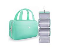 Chakipee Neceser de Via je Colgante para Mujer - Necessaire Impermeable con Ventana Transparente, Desplegable Compartimentos Bolsa de Aseo Ligera para Makeup, Champú y Artículos Verde, Mediano