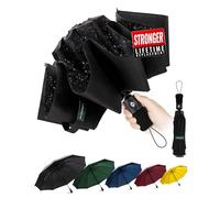 Chakipee Paraguas compacto resistente al viento de viaje, 10 varillas, paraguas portátil negro para hombres y mujeres, paraguas automático plegable invertido para viento y lluvia, Parte trasera., 117