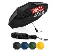 Chakipee Paraguas plegable compacto Paraguas automático para hombre, resistente al viento, portátil, de viaje, color negro, con doble ventilación, tela 210T, cobertura de 117 cm y 8 secciones.