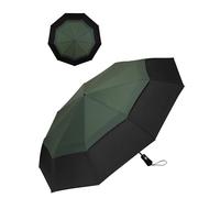 Chakipee Paraguas Verde Resistente al Viento - Paraguas Plegable Antiviento Hombres, Paraguas Automático Portátil Compacto de Viaje, Tejido 210T, Toldo con doble ventilación