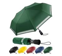 Chakipee Parapluie, parapluie de poche anti-tempête avec bandes réfléchissantes, vert, parapluie de voyage compact, coupe-vent, ouverture/fermeture automatique, double ventilation, 8 baleines