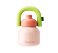 CHAKO LAB Botella de agua con pajita y asa de transporte, termo de acero inoxidable aislado al vacío, reutilizable, a prueba de fugas y sin BPA, 940 ml, color rosa y verde