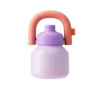 CHAKO LAB Botella de agua con popote y asa de transporte, botella de acero inoxidable aislada al vacío de boca ancha, reutilizable, a prueba de fugas y sin BPA, 33 onzas (morado y naranja)