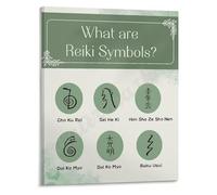 Chakra and Reiki Symbols Poster Connection Between Energy and Healing Canvas Wall Art for Chakra Balancing Meditation Corner(Framed,08x12inch(20x30cm))