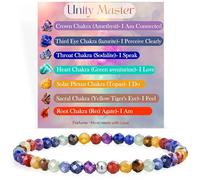 Chakra - Balance & Harmony - Pulseras de cuentas para mujer, hechas a mano con cuentas de piedra natural de 4 mm, pulseras elásticas de piedras preciosas de cristal de chakra, regalos de joyería