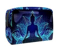 Chakra - Bolsa de cosméticos para mujer, diseño de flor de loto, bolsa de viaje grande de PVC para maquillaje, práctica bolsa organizadora con cremallera, multicolor, 18.5x7.5x13cm/7.3x3x5.1in,