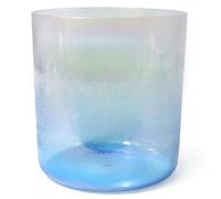 Chakra del tercer ojo 432 Hz 7 pulgadas A Note Cuenco de cristal transparente for meditación y baño de sonido, cuenco de sonido de cuarzo de color azul con mazo de gamuza y junta tórica
