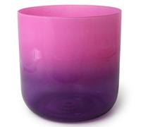 Chakra del tercer ojo 432 Hz 7 pulgadas A Note Cuenco de cristal transparente for meditación y baño de sonido, cuenco de cuarzo de color rosa púrpura con mazo de gamuza y junta tórica