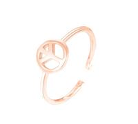 CHAKRA HEALING REIKI CHR Anillo ajustable con símbolo de paz antiguerra, símbolo de paz, no guerra, anillo abierto de oro rosa para mujeres y hombres, Cobre, Sin piedras preciosas