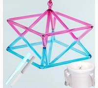 Chakra ópticamente rosa azul degradado cristal de cuarzo cantando Mokaba Merkaba para terapia de sonido, meditación, yoga, percusión, pirámide curativa, instrumento musical (5 pulgadas + bolsa)