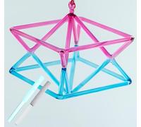 Chakra ópticamente rosa azul degradado cristal de cuarzo cantando Mokaba Merkaba para terapia de sonido, meditación, yoga, percusión, pirámide curativa, instrumento musical (6 pulgadas)