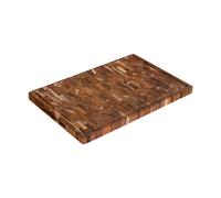 Chakra Squared - Tabla de cortar XXL de madera de teca brasileña | 58 x 38 x 3,2 cm | Con ranuras para zumo, asas de transporte y patas antideslizantes | Certificado FSC | 100% sostenible