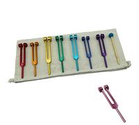 Chakra Tuning Fork Set - 7 Color Chakra & Pink Soul Heart 272.2Hz, Instrumento de percusión de curación de sonido, Ideal for Yoga Meditación Tuning Biofield (Color : Gray Bag)