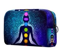 Chakra Woman in Lotus - Neceser de viaje para mujer, bolsa organizadora de maquillaje grande con cremallera, multicolor, 18.5x7.5x13cm/7.3x3x5.1in, Neceser