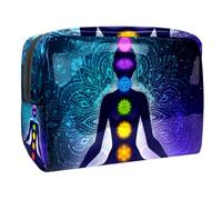 Chakra Woman in Lotus - Neceser para mujer, neceser de viaje, bolsa grande de PVC para maquillaje, práctica bolsa organizadora con cremallera, multicolor, 18.5x7.5x13cm/7.3x3x5.1in, Neceser