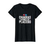 Chakras alineados por Placebo Divertido Camiseta gráfica económica, Mujer, Negro, M