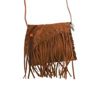 Chaks - Bolso de hombro marrón, señoras, crossbody boho bolso de mano con flecos en gamuza mirada para el festival, el carnaval