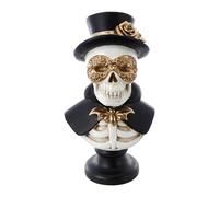 Chaks - Busto de esqueleto de estilo veneciano, figura XXL, figura decorativa de resina sintética con sombrero y máscara de baile para Halloween