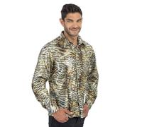 Chaks - Camisa con lentejuelas para hombre con estampado animal, camisa brillante para outfits de fiesta, accesorio de disfraz para carnaval y eventos