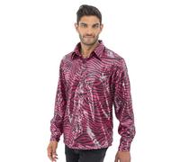 Chaks - Camisa con lentejuelas para hombre con estampado animal, camisa brillante para outfits de fiesta, accesorio de disfraz para carnaval y eventos
