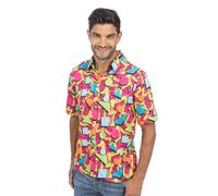 Chaks - Camisa de los años 90 para hombre, camiseta de manga corta de colores, conjunto retro con estampado, ropa para festivales y look de fiesta de los 90