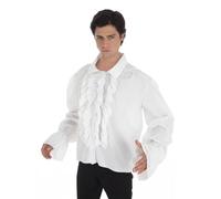 Chaks - Camisa de Pirata renacentista para Hombre, Blanca con Volantes